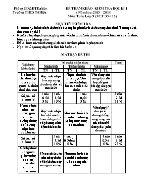 Đề tham khảo kiểm tra học kì I môn Toán lớp 9 (tct 35 + 36)